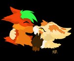 anthro duo eyes_closed female fur green_hair hair kissing male male/female orange_body orange_fur simple_background tan_body tan_fur transparent_background acacia_dune acacia felix_de_fox canid canine felid feline felis fox mammal sand_cat alpha_channel hi_res