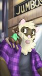 anthro blep clothed clothed_anthro clothed_female clothed_male clothing duo female female_anthro flannel fluffy hug larger_anthro larger_clothed larger_male male male_anthro riding_on_shoulder selfie size_difference smaller_anthro smaller_clothed smaller_female smile tongue tongue_out themuffinly ashley_(themuffinly) muffin_(themuffinly) domestic_ferret mammal mouse murid murine mustelid musteline rodent true_musteline weasel 2020 female_(lore) male_(lore)