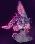 anthro blue_eyes femboy grey_hair hair male simple_background solo hauringu whittaker_forrester lagomorph leporid mammal rabbit 2022 digital_media_(artwork)