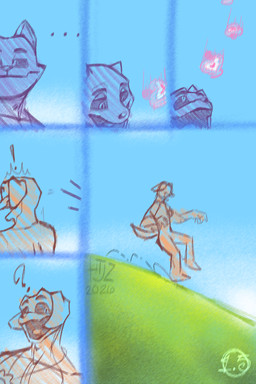 anthro calling duo hill jewelry looking_down looking_up male orange_body page_number pendant potion purple_body raining running valken_holmes mob_entertainment poppy_playtime smiling_critters catnap_(poppy_playtime) dogday_(poppy_playtime) canid canine felid feline mammal hi_res sketch