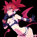 black_background breasts clothed clothing collar female glistening glistening_body glistening_clothing gloves hair handwear humanoid_pointy_ears midriff navel not_furry pointy_ears red_hair short_stack simple_background skimpy smile solo spade_tail tail wings kajinman disgaea nippon_ichi_software etna_(disgaea) demon demon_humanoid humanoid 1:1 2020