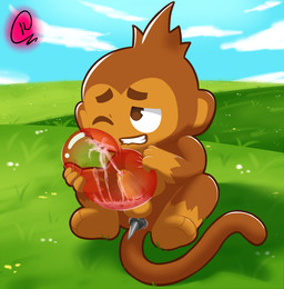 anus balloon balloon_fetish balls bodily_fluids brown_body brown_fur cum cum_inside dart fur genital_fluids genitals inflatable male penis solo tail kakau221 bloons_tower_defense ninja_kiwi dart_monkey_(bloons) haplorhine mammal monkey primate