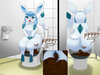 anthro bathroom big_butt blue_body blue_eyes blue_fur blush breasts butt cutaway dipstick_tail eye_roll featureless_breasts feces feces_in_toilet feces_pile female female_pooping fur gloves_(marking) leg_markings markings nude nude_anthro nude_female open_mouth pooping pooping_in_toilet public_restroom raised_tail restroom_stall scatplay sitting sitting_on_toilet socks_(marking) solo sound_effects tail tail_markings thick_thighs toilet toilet_paper toilet_use x-ray_view f50_(artist) nintendo pokemon eeveelution generation_4_pokemon glaceon pokemon_(species) absurd_res hi_res