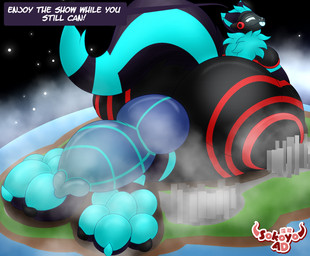 3_toes animal_genitalia animal_penis anthro big_butt big_penis blep butt canine_genitalia canine_penis city_destruction claws destruction extreme_size_difference feet foot_fetish foot_focus fur genitals hindpaw huge_butt huge_penis knot knotted_penis looking_at_viewer looking_back lying lying_on_ground machine macro male on_front on_ground pawpads paws penile penis protogen_armor protogen_visor size_difference solo space speech_bubble star tail text toe_claws toes tongue tongue_out sokoyo_owo canid canine mammal protogen english_text hi_res