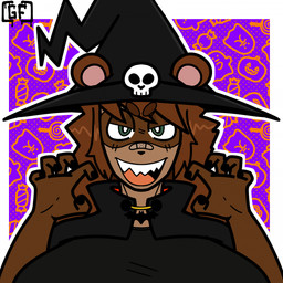 5_fingers abstract_background anthro band-aid bandage big_breasts black_clothing black_hat black_headwear black_topwear bone border breasts brown_body brown_fur brown_hair clothed clothed_anthro clothed_female clothing colored_fingernails colored_nails costume eyebrows female fingernails fingers fur glistening glistening_eyelids glistening_hair green_eyes hair hat headgear headwear holidays huge_breasts logo long_hair looking_at_viewer nails narrowed_eyes open_mouth outline pattern_background sharp_teeth simple_background skull skull_accessory smile smiling_at_viewer solo teeth tongue topwear white_border white_outline witch_costume ghostfuckrr halloween panko_(ghostfuckrr) canid canine mammal raccoon_dog tanuki 1:1 2024 artist_logo colored digital_drawing_(artwork) digital_media_(artwork) hi_res portrait