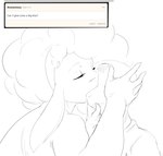 anthro ask_blog female human_on_anthro interspecies kissing male male/female mature_female dreamy_pride livia_(dreamypride) bovid caprine human mammal sheep digital_media_(artwork) hi_res monochrome