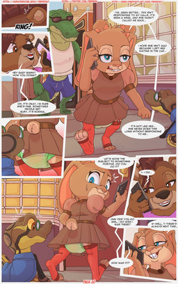 anthro blue_eyes bodily_fluids bottomwear brown_body brown_eyes brown_fur brown_outfit clothed clothing diaper dress electronics female fur genital_fluids group legwear male outside phone skirt stockings store street text unclean_diaper upskirt urine used_diaper wet_diaper paddedulf bella_bearmore_(paddedulf) elaina_frollicks_(paddedulf) alligator alligatorid bear crocodilian lagomorph leporid mammal rabbit reptile scalie snake comic english_text hi_res