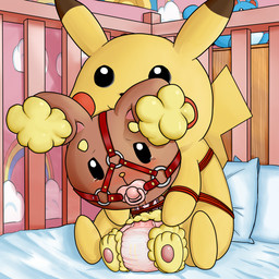 ambiguous_gender bdsm bondage bound clothing crib diaper duo feral gag gagged halter harness harness_gag muzzle_(object) object_in_mouth pacifier pacifier_in_mouth pink_diaper emonga nintendo pokemon buneary generation_4_pokemon lagomorph mammal pokemon_(species) 1:1 hi_res