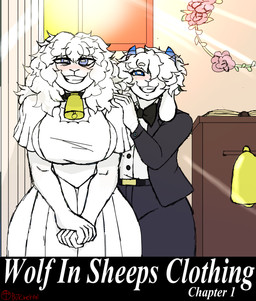 2_horns anthro bell bell_collar black_clothing black_suit black_tie_(suit) blue_eyes blue_horn blush bow_tie clothing collar dress duo eye_through_hair eyebrow_through_hair eyebrows female female_anthro fur hair horizontal_pupils horn husband_and_wife looking_at_viewer male male/female male_anthro married_couple posing_for_picture pupils purple_eyes smile smiling_at_viewer suit teeth text translucent translucent_hair wedding wedding_dress white_body white_clothing white_dress white_fur white_hair white_pupils butcher_pal annabelle_(lizarian) pharis_(lizarian) bovid caprine mammal sheep 2026 colored comic cover cover_art cover_page digital_drawing_(artwork) digital_media_(artwork) english_text hi_res