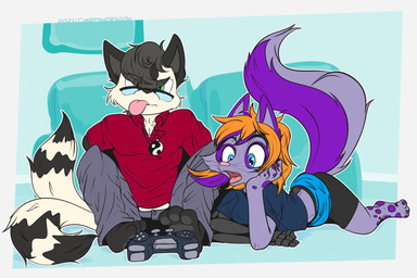 2_missing_limbs amputee anthro clothed clothing crossdressing disability duo femboy male missing_all_arms mrpandragon jei_laule 3:2 absurd_res hi_res