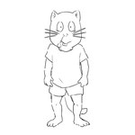 4_toes anthro barefoot bottomwear buckteeth clothing feet looking_at_viewer male shirt shorts simple_background solo tail teeth toes topwear whiskers white_background nekotanyanneko gegege_no_kitaro nezumi_otoko mammal rodent 1:1 2022 hi_res monochrome