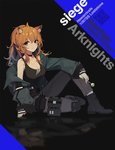 blonde_hair boots bottomwear breasts candy choker clothing dessert female food footwear hair jewelry lollipop necklace pants shirt shoes sitting solo tank_top topwear mongarit arknights hypergryph studio_montagne siege_(arknights) animal_humanoid felid felid_humanoid humanoid mammal mammal_humanoid 2020 hi_res