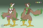 anthro avian avian_feet balls big_penis brown_body brown_hair daikuhiroshiama erection eyewear feather_hands feathers feet generation_4_pokemon genitals glasses gradient_background green_body green_hair green_highlights hair hi_res highlights_(coloring) humanoid_genitalia humanoid_penis lime_(localstarlyfan) male model_sheet mostly_nude multicolored_body multicolored_hair multiple_poses nintendo penis pokemon pokemon_(species) pose raised_arm scarf scarf_only signature simple_background solo staraptor talons toes two_tone_hair white_body