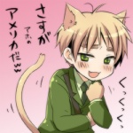 blonde_hair blush green_eyes hair looking_at_viewer male short_hair solo tail text unknown_artist hetalia arthur_kirkland england_(hetalia) united_kingdom_(hetalia) animal_humanoid cat_humanoid domestic_cat felid felid_humanoid feline feline_humanoid felis humanoid mammal mammal_humanoid 1:1 japanese_text low_res translated