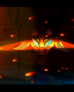 black_bars blue_eyes dark destruction ears_down embers feral green_eyes looking_at_viewer orange_body pivoted_ears reflection solo plaguedogs123 european_mythology mythology dragon mythological_creature mythological_scalie scalie western_dragon wyvern bust_portrait digital_media_(artwork) hi_res orange_theme portrait