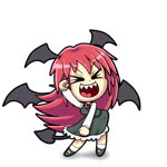 butt chibi dancing empty_eyes female fist_pump hair head_wings hip_sway looking_back membrane_(anatomy) membranous_wings not_furry red_hair shaking_breasts shaking_butt sharp_teeth solo swaying teeth twerking unusual_wing_placement wings san_renard touhou koakuma demon 1:1 animated bad_metadata low_res no_sound short_playtime webm