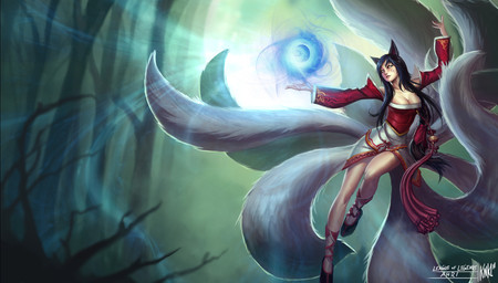 9_tails asian_clothing big_breasts black_hair breasts clothing east_asian_clothing facial_markings female footwear forest hair head_markings long_tail looking_aside magic markings multi_tail orb plant shoes solo tail tree kienan_lafferty league_of_legends riot_games tencent ahri_(lol) animal_humanoid canid canid_humanoid canine canine_humanoid fox_humanoid humanoid mammal mammal_humanoid 2011 hi_res official_art