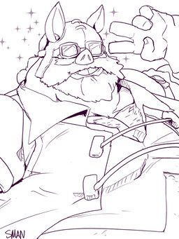 anthro aviator_cap beard belly body_hair chest_hair clothed clothing eyewear facial_hair gesture goggles grin hand_gesture male moobs musclegut muscular muscular_anthro muscular_male mustache overweight overweight_anthro overweight_male smile solo sparkles teeth text v_sign s-man final_fantasy final_fantasy_ix square_enix baku_(final_fantasy_ix) bat mammal 3:4 artist_name black_and_white hi_res monochrome