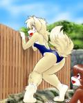 4:5 anthro backless_clothing backless_swimsuit breasts clothed clothing duo female fur hi_res kemono one-piece_swimsuit open-back_swimsuit pedi_supea_(a140fox) school_swimsuit solo_focus swimwear