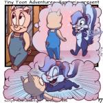 1:1 2018 comic digital_media_(artwork) domestic_pig duo fantasy female fifi_la_fume hamton_j._pig hi_res jewelry lirkov male mammal mephitid skunk suid suina sus_(pig) tiny_toon_adventures warner_brothers