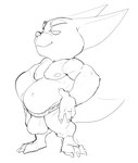 3_toes 4_fingers anthro areola barefoot belly biceps big_belly big_bulge big_deltoids big_ears big_head big_muscles big_pecs big_tail bottomwear bulge claws closed_smile clothed clothing deltoids detailed_bulge ears_back eyebrows feet fingers forearm_muscles half-closed_eyes hands_on_hips happy holding_hips humanoid_hands jockstrap jockstrap_only looking_forward male male_anthro mouth_closed muscular muscular_anthro muscular_male muscular_thighs narrowed_eyes navel nipples obese obese_anthro obese_male overweight overweight_anthro overweight_male pecs pivoted_ears plantigrade pose quads round_head serratus short short_anthro short_male side_view simple_background skimpy smile solo standing tail tight_bottomwear tight_clothing tight_jockstrap toes topless topless_anthro topless_male triceps underwear underwear_only white_background bristol wildstar fan_character chua mammal rodent 2022 absurd_res black_and_white digital_media_(artwork) full-length_portrait hi_res monochrome portrait sketch