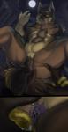 anal animal_genitalia animal_penis anthro anus balls black_body black_fur black_penis breath brown_body brown_fur duo erection facesitting forest full_moon fur genitals happy licking looking_at_viewer male male/male moon muscular muscular_male oral panting penis plant purple_anus rimming role_reversal sex sitting_on_another smile tongue tongue_out tree versatile yellow_body yellow_eyes yellow_fur yellow_tongue idrysse3 mythology bayzan elsifthewolf canid canine canis domestic_dog fox german_shepherd herding_dog hybrid mammal mythological_canine mythological_creature pastoral_dog werecanid werecanine werecreature weredog werefox werewolf wolf hi_res