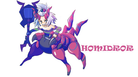 4_legs electric_guitar fangs female fusion guitar gym_leader hair horn monster_girl_(genre) musical_instrument plucked_string_instrument simple_background solo string_instrument taurification taurified teeth text white_hair 寝床 nintendo pokemon roxie_(pokemon) arthropod generation_5_pokemon mammal myriapod pokemon_(species) pokemon_taur scolipede taur 16:9 2012 hi_res widescreen