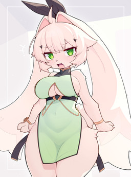 anthro biped blush breasts claws clothed clothed_anthro clothed_female clothing female fingers front_view fur hair looking_at_viewer navel solo standing tail tongue devil-vox maila_(devil-vox) lagomorph leporid mammal rabbit 2026 digital_drawing_(artwork) digital_media_(artwork) hi_res