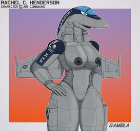 aircraft airplane anthro areola breasts female genitals gradient_background machine nipples non-mammal_nipples nude pose simple_background smile solo text vehicle vulva wings gambla f/a-18_hornet mcdonnell_douglas united_states_air_force aeromorph living_aircraft living_machine living_vehicle absurd_res english_text hi_res pinup