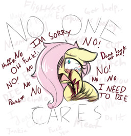 blood bodily_fluids crying depressing female feral gore hair imminent_death pink_hair self-harm simple_background solo suicidal_ideation suicide_attempt tears vent_art wings yellow_body ccruelangel friendship_is_magic hasbro my_little_pony fluttershy_(mlp) equid equine horse mammal pony absurd_res hi_res
