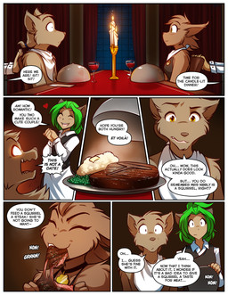 anthro biped blush brown_body brown_fur brown_hair clothed clothed_anthro clothed_female clothed_humanoid clothed_male clothing collar collar_of_keidranification collar_tag eating eyes_closed female fur green_hair group hair heart_symbol male smile conditional_dnp tom_fischbach twokinds karen_taverndatter mrs._nibbly sythe_(twokinds) humanoid keidran mammal rodent sciurid tree_squirrel 2025 digital_drawing_(artwork) digital_media_(artwork) hi_res