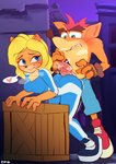 anthro blonde_hair blue_eyes crate duo female hair heart_symbol hot_dogging imminent_sex male male/female sex ema_npr activision crash_bandicoot_(series) crash_team_racing_(series) crash_team_racing_nitro-fueled crash_bandicoot isabella_bandicoot bandicoot mammal marsupial 2021 hi_res