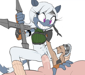 anthro anthro_penetrated armor balls bodily_fluids bottomless clothed clothing cosplay crouching_cowgirl dominant dominant_female duo erection faceless_character faceless_male fast_sex female female_anthro female_focus female_on_human female_penetrated fur genital_fluids genitals grey_body grey_fur grin hand_on_belly holding_object holding_weapon human_on_anthro human_penetrating human_penetrating_anthro human_penetrating_female interspecies looking_pleasured male male/female male_human male_on_anthro male_penetrating male_penetrating_anthro male_penetrating_female pauldron penetration penile penile_penetration penis penis_in_vagina purple_eyes rounded_back sex simple_background size_difference smaller_male smile spread_legs spreading submissive submissive_male teeth three-quarter_view topwear vaginal vaginal_fluids vaginal_fluids_on_penis vaginal_penetration vulva weapon white_background captainjingo final_fantasy final_fantasy_vii idw_publishing sega sonic_the_hedgehog_(comics) sonic_the_hedgehog_(idw) sonic_the_hedgehog_(series) square_enix tangle_the_lemur yuffie_kisaragi human lemur mammal primate ring-tailed_lemur strepsirrhine 2025 2d_animation animated hi_res no_sound short_playtime video