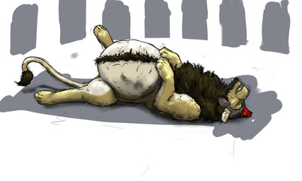 arena armor belly big_belly brown_body brown_fur brown_mane eyes_closed feral feral_pred fur gladiator grey_background headgear headgear_only helmet helmet_only huge_belly lying male mane nude_pred on_back simple_background smile solo tail tail_tuft tan_body tan_fur tuft vore warrior white_background white_body white_fur yellow_body yellow_fur jeri_kleinlowe felid lion mammal pantherine 2022 5:3 colored
