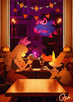 2d_animation ambiguous_gender animated anthro banner big_tail biped black_body black_fur blonde_hair blue_hair braixen bunting_(banner) canid canine carrying_another chandelure claws clothed clothing costume cutlery decoration dessert detailed_background dipstick_tail dragapult dragon dreepy duo_focus eating female feral finger_claws fluffy fluffy_tail flying food frame_by_frame fruit fully_clothed fur furniture generation_1_pokemon generation_2_pokemon generation_5_pokemon generation_6_pokemon generation_7_pokemon generation_8_pokemon gengar ghost group hair halloween halloween_costume happy hat headgear headwear heart_symbol hi_res holding_object holding_spoon holidays huge_tail human ice_cream inner_ear_fluff inside jack-o'-lantern jewelry kitchen_utensils long_hair looking_at_another making_faces mammal markings mask mimikyu misdreavus monotone_hair multicolored_body multicolored_fur multicolored_hair mythological_creature mythological_scalie mythology narrowed_eyes neck_tuft necklace night nintendo no_sound on_head open_mouth open_smile orange_body orange_eyes orange_fur orange_inner_ear_fluff orange_nose orange_tail oshiruko_(oshiruko_s2) pennant pennant_banner pink_claws pink_hair plant playful pokemon pokemon_(species) pokemon_trainer pumpkin purple_body purple_skin red_sclera running scales scalie semi-anthro serena_(pokemon) short_playtime side_view sitting skull_mask smile snout sparkler spirit spoon stick street_lamp sundae table tail tail_markings tongue tongue_out tools top_hat translucent translucent_body tuft two_tone_hair two_tone_tail webm white_body white_scales window witch_hat yellow_body yellow_eyes yellow_fur yellow_inner_ear yellow_sclera yellow_tail