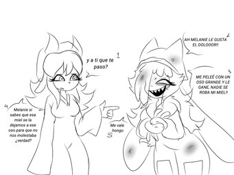 duo female lanfreez kim_(lanfreez) melanie_(lanfreez) bovid caprine felid feline goat humanoid lagomorph leporid mammal rabbit hi_res