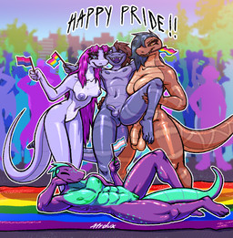 3_toes 5_fingers abs anthro anus areola balls big_areola big_clitoris bisexual_pride_colors black_sclera blue_eyes breasts brown_hair butt clitoris countershading crowd eyelashes eyes_closed feet female fingers flaccid flag foreskin genitals green_hair group gynomorph hair holding_leg intersex lgbt_pride long_hair looking_at_viewer lying_on_ground male muscular muscular_anthro muscular_male navel nipples nude on_ground pansexual_pride_colors penis pink_hair pride_color_flag pride_colors public public_nudity pupils purple_eyes rattle_(anatomy) scar sharp_teeth slit_pupils smile tail teeth thick_thighs toes transgender_pride_colors atrolux conditional_dnp amon_(atrolux) bassel_(atrolux) kyra_(atrolux) monique_(atrolux) lizard pit_viper rattlesnake reptile scalie skink snake viper multiple_(disambiguation) mother_(lore) mother_and_child_(lore) mother_and_son_(lore) parent_(lore) parent_and_child_(lore) parent_and_son_(lore) son_(lore) trans_(lore)