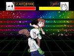 anthro boxing boxing_gloves clothing duo female fighting_ring handwear kick male male/female sport netto-painter undertale undertale_(series) asriel_dreemurr chara_(undertale) boss_monster_(undertale) bovid caprine goat human mammal