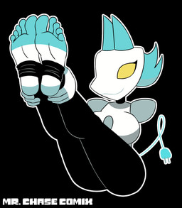 5_toes barefoot breasts clothing feet female foot_fetish foot_focus footwear humanoid_feet legwear machine plantigrade soles solo stirrup_leggings stirrup_legwear stirrup_stockings stockings toes mrchasecomix deltarune undertale_(series) tasque_manager darkner domestic_cat felid feline felis mammal robot hi_res