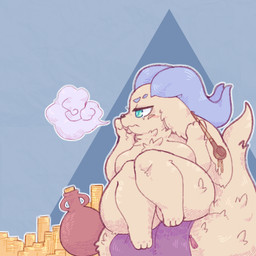 2_horns 3_toes anthro big_breasts big_eyes big_tail black_nose blue_background blue_horn bored breasts casual_nudity chest_tuft closed_frown coin curved_horn eyebrows eyelashes feet female fingers floppy_ears front_view frown fur gold_(metal) gold_coin hoard holding_object holding_smoking_pipe horn huge_thighs looking_aside lop_ears mouth_closed narrowed_eyes nude outline pupils rug shortstack shortstack_female simple_background sitting_on_tail smoke smoking smoking_pipe snout solo tail tan_body tan_fur tapering_tail teal_eyes thick_thighs toes tuft vase white_outline white_pupils moogers furred_kobold furred_scalie kobold scalie 1:1 2023 absurd_res digital_media_(artwork) full-length_portrait hatching_(art) hi_res portrait shaded