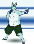 2014 anthro biceps blue_eyes blue_fur blue_hair chubby claws clothed clothing fur hair lagomorph lionsilverwolf male mammal martial_arts muscles overweight pecs plain_background rabbit solo standing teeth
Rating: Safe
Score: -1
User: Kitpup
Date: April 12, 2014