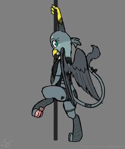 4_fingers beak clothed clothed_feral clothing dancing feathers female feral fingers fishnet_clothing green_body green_eyes green_feathers grin legwear lingerie lingerie_on_feral long_tail pawpads paws pole pole_dancing pose ribbons semi-anthro smile solo stockings stripper_pole tail tattoo toeless_legwear toeless_stockings wings sombird friendship_is_magic hasbro my_little_pony mythology gabby_(mlp) avian gryphon mythological_avian mythological_creature 5:6 absurd_res hi_res