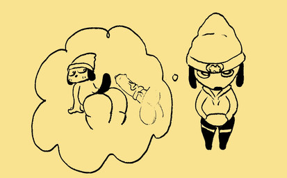 animal_genitalia animal_penis anthro bottomwear clothing disembodied_penis duo equine_genitalia equine_penis genitals hotpants legwear looking_up male male/male penis perspective shorts slightly_chubby thigh_highs thought_bubble cold_alcohol parappa_the_rapper sony_corporation sony_interactive_entertainment parappa canid canine canis domestic_dog mammal