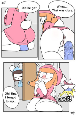 anal anal_masturbation anal_penetration anthro anus blue_clothing blue_pajamas blush blush_lines bodily_fluids brown_hair clothing dialogue dildo dildo_in_ass dildo_insertion door duo eyelashes female genitals hair kneeling male masturbation object_in_ass orange_hair pajamas penetration pink_clothing pink_pajamas praying_hands sex_toy sex_toy_in_ass sex_toy_insertion short_tail speech_bubble tail text vulva tonytoran tina_(tonytoran) tony_(tonytoran) chinchilla chinchillid lagomorph leporid mammal rabbit rodent 2:3 comic hi_res