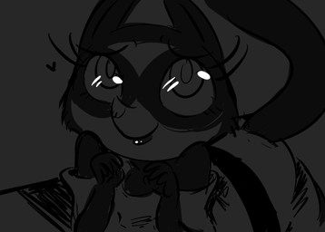 anthro bent_over clothed clothing dark female grey_background heart_symbol looking_up simple_background smile solo inkyfrog disney zootopia caitlin_vison fan_character european_polecat mammal mustelid musteline true_musteline weasel 2017 greyscale monochrome