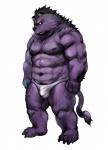 anthro bulge clothing fur humanoid_hands male nipples pecs pubes purple_body purple_fur simple_background solo underwear white_background nekomarudon tanukimaru mammal 2016