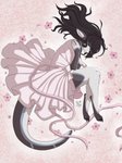 anthro black_hair blossoms cherry_blossom clothing dress female flower hair long_hair petals plant prunus_(flower) ribbons solo spring miss_rain raine_kirijo kangaroo macropod mammal marsupial 3:4 absurd_res digital_media_(artwork) hi_res