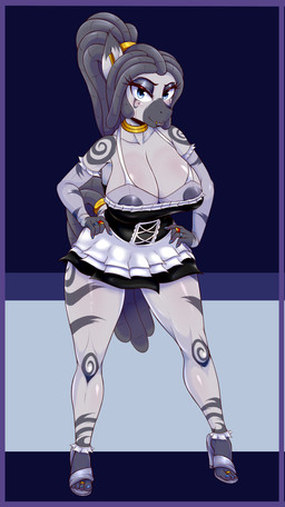 anthro clothed clothing colored_nails digit_ring dreadlocks eyelashes facial_piercing feet female footwear gold_(metal) hair hands_on_hips jewelry lip_piercing looking_at_viewer nails piercing ring solo toe_ring toes translucent translucent_clothing flame-lonewolf hasbro my_little_pony fan_character niah_(oc) equid equine mammal zebra 2017 digital_media_(artwork) hi_res
