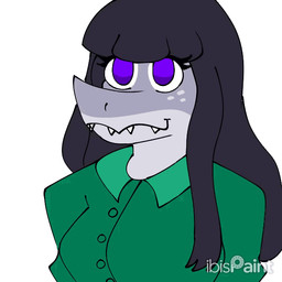 animated_gif anthro black_hair breasts clothing female freckles green_clothing grey_body hair long_hair non-mammal_breasts purple_eyes shark_teeth short_animation simple_background solo white_background foxered15 daniela_sanchez fan_character aquatic fish shark 1:1 2_frame_animation animated short_playtime trans_(lore) trans_woman_(lore)