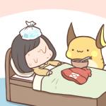 duo ice_bag rairai-no26-chu nintendo pokemon selene_(pokemon) generation_1_pokemon human mammal pokemon_(species) raichu 1:1 2019 low_res